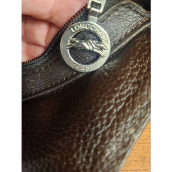 Longchamp Dark Brown Leather Handbag with Silver Hardware - Picture 10 of 10
